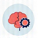 Icono de un cerebro con un engranaje, simbolizando apoyo experto.